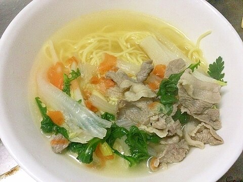 春菊の間引き菜入り塩ラーメン レシピ 作り方 By サニヤスイーヨー 楽天レシピ 春菊の間引き菜入り塩ラーメン レシピ 作り方 By サニヤスイーヨー 楽天レシピ